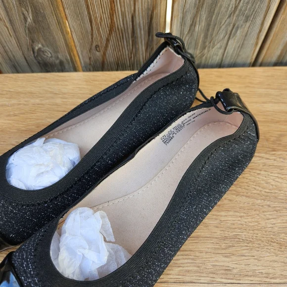 Aeizona Jean Con. Elegant Black Girls Flats Size 2M - Picture 4 of 15